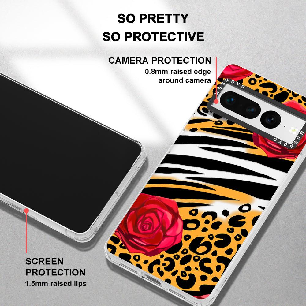 Wild Floral Leopard Phone Case - Google Pixel 7 Pro Case - MOSNOVO