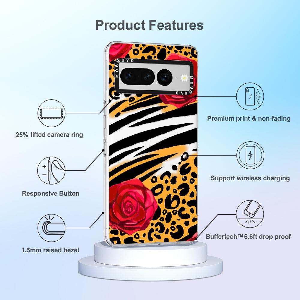 Wild Floral Leopard Phone Case - Google Pixel 7 Pro Case - MOSNOVO