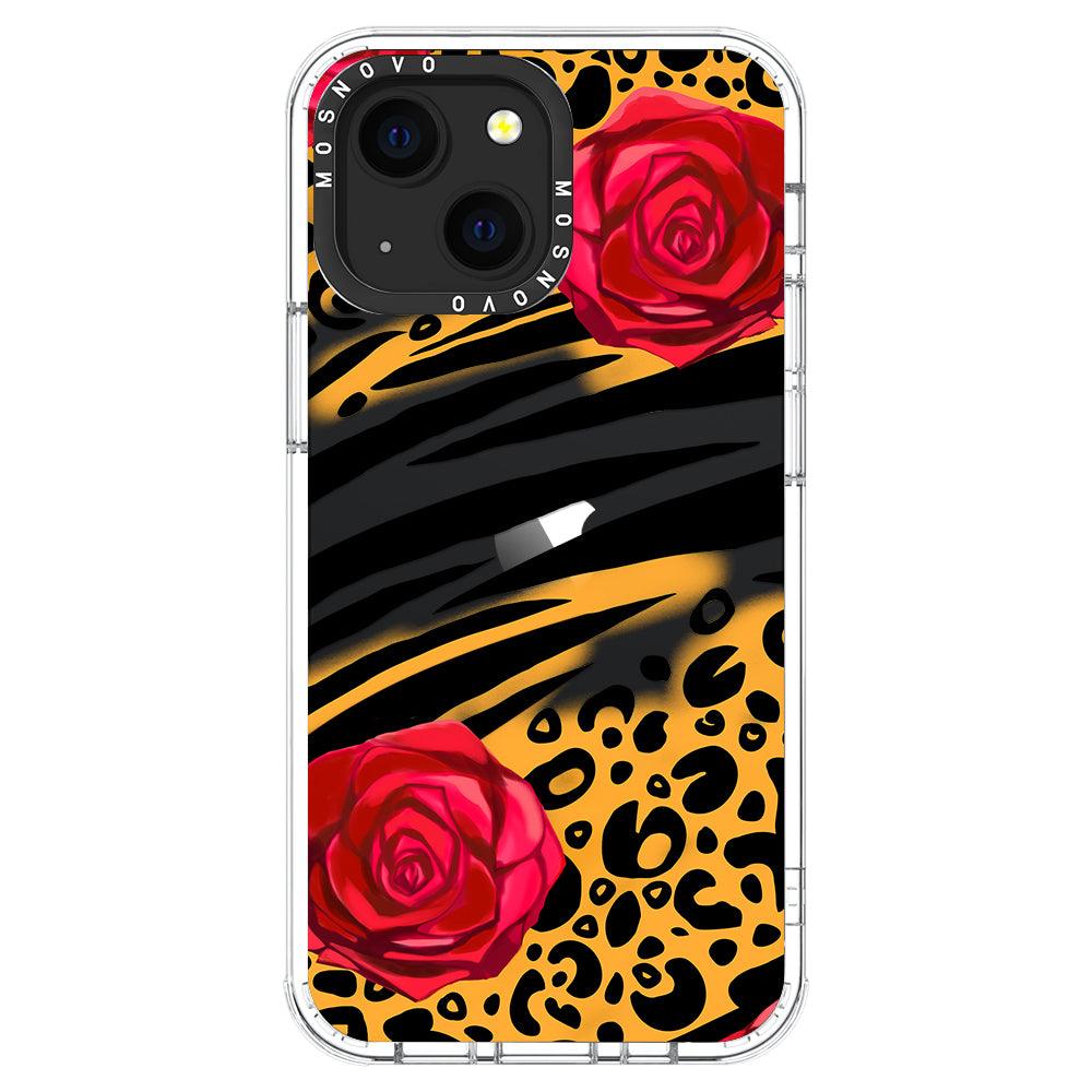 Wild Floral Leopard Phone Case - iPhone 13 Mini Case - MOSNOVO