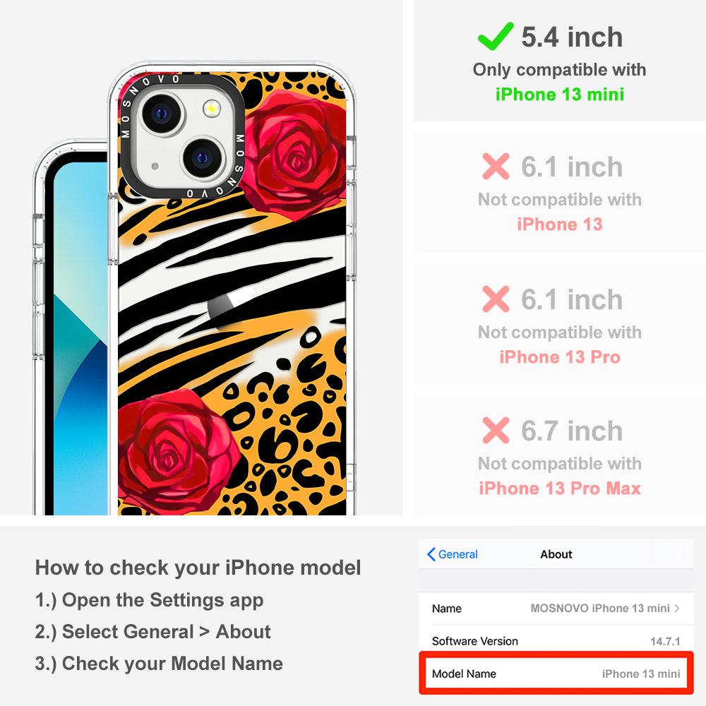 Wild Floral Leopard Phone Case - iPhone 13 Mini Case - MOSNOVO