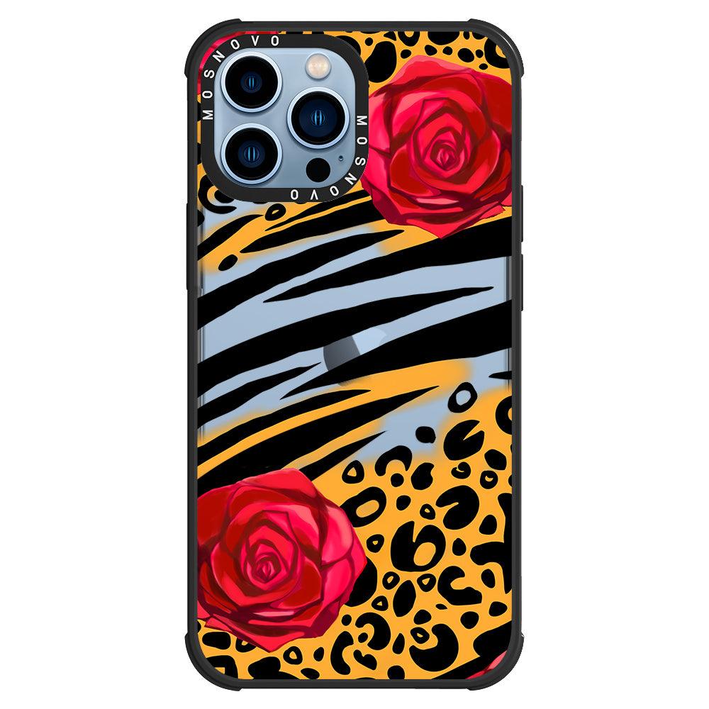 Wild Floral Leopard Phone Case - iPhone 13 Pro Max Case - MOSNOVO