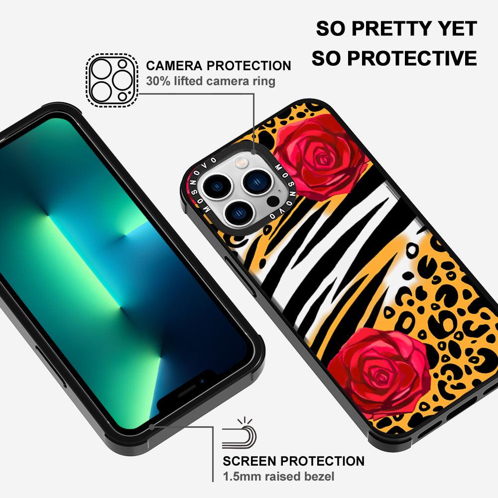 Wild Floral Leopard Phone Case - iPhone 13 Pro Max Case - MOSNOVO