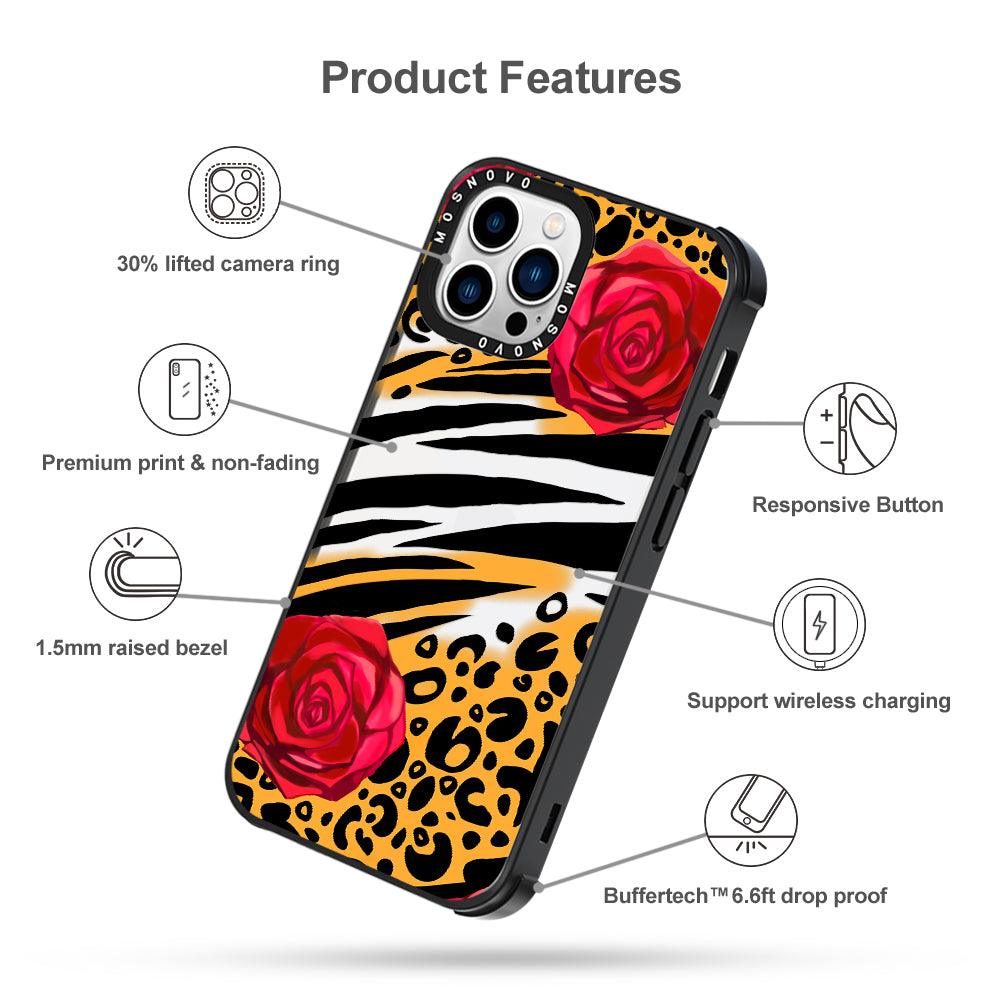 Wild Floral Leopard Phone Case - iPhone 13 Pro Max Case - MOSNOVO