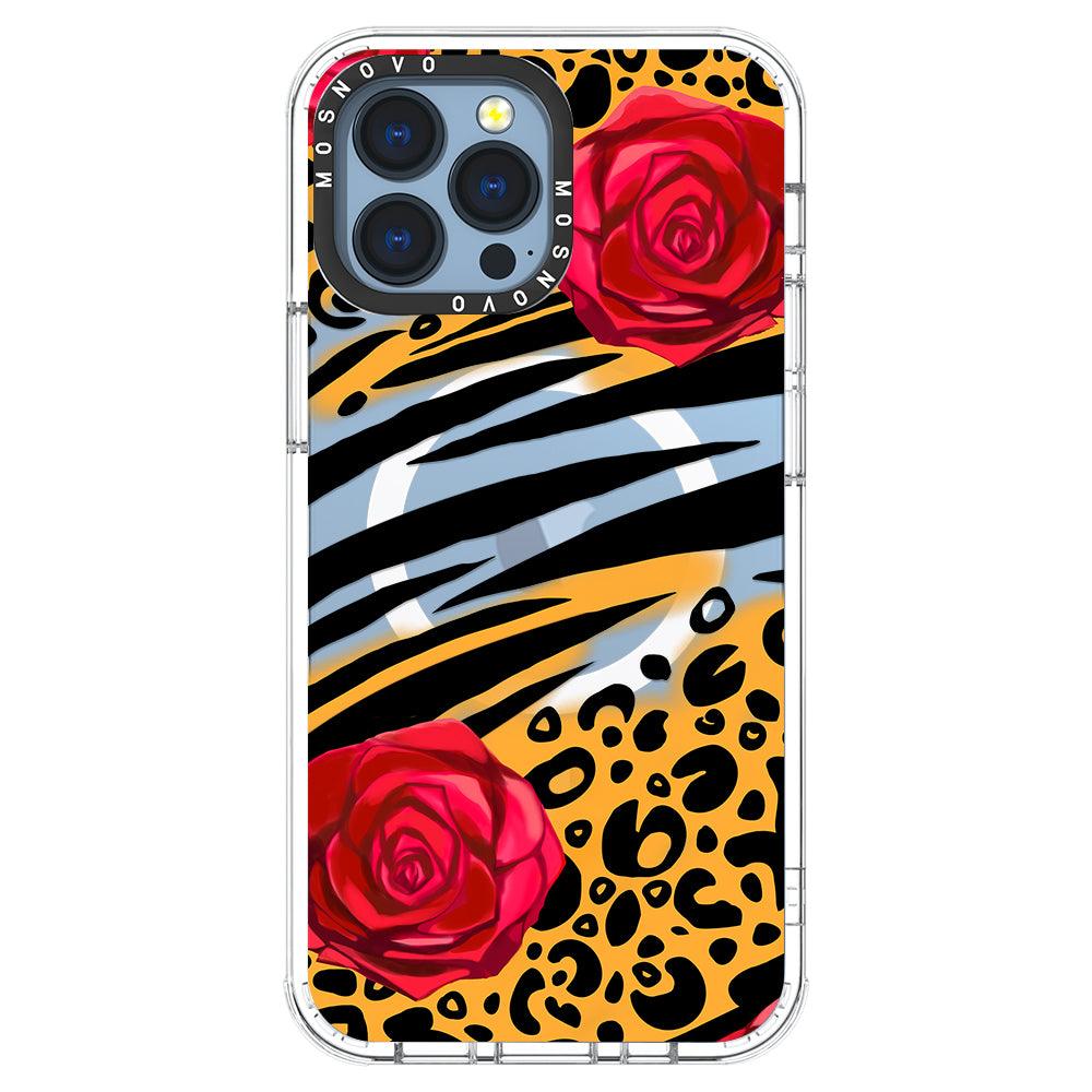 Wild Floral Leopard Phone Case - iPhone 13 Pro Max Case - MOSNOVO