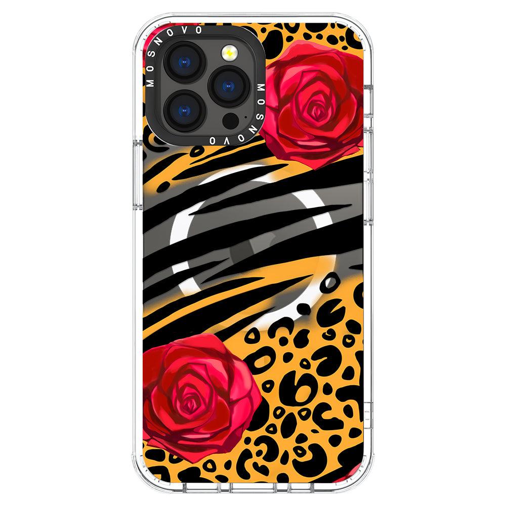 Wild Floral Leopard Phone Case - iPhone 13 Pro Max Case - MOSNOVO