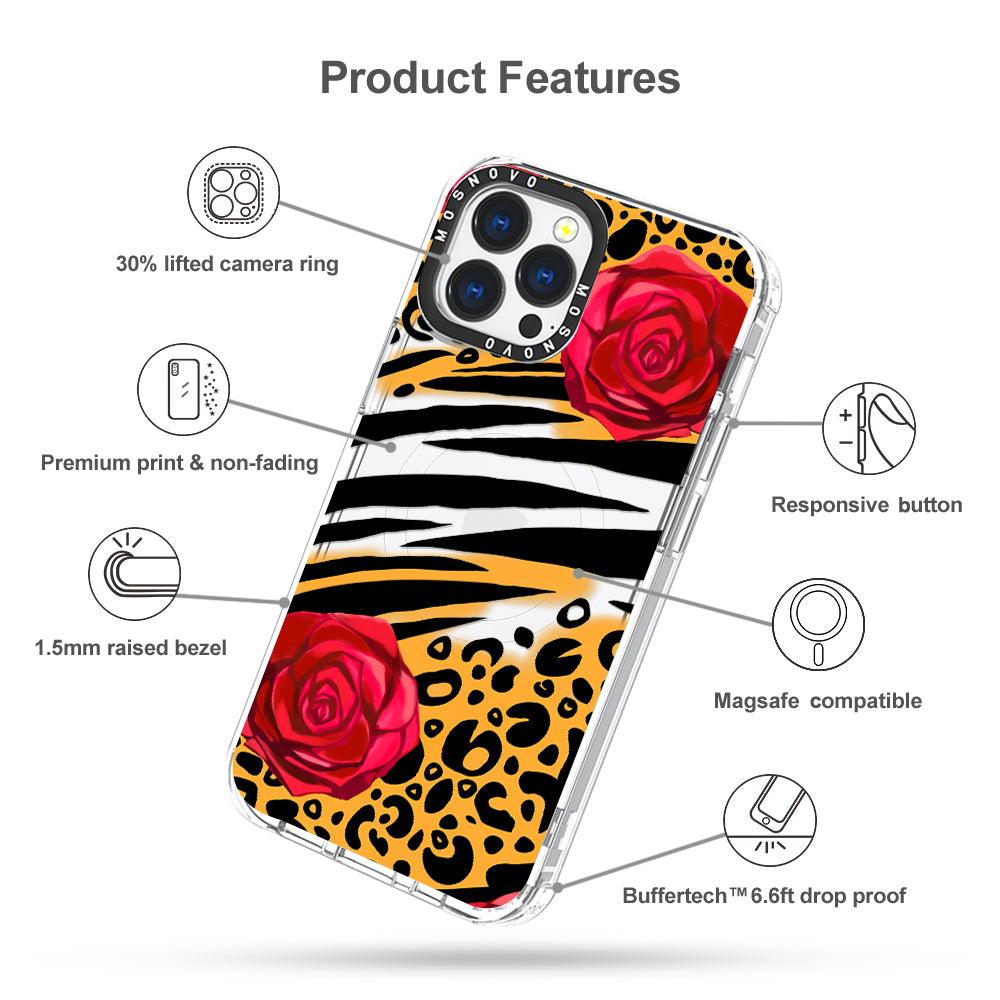 Wild Floral Leopard Phone Case - iPhone 13 Pro Max Case - MOSNOVO