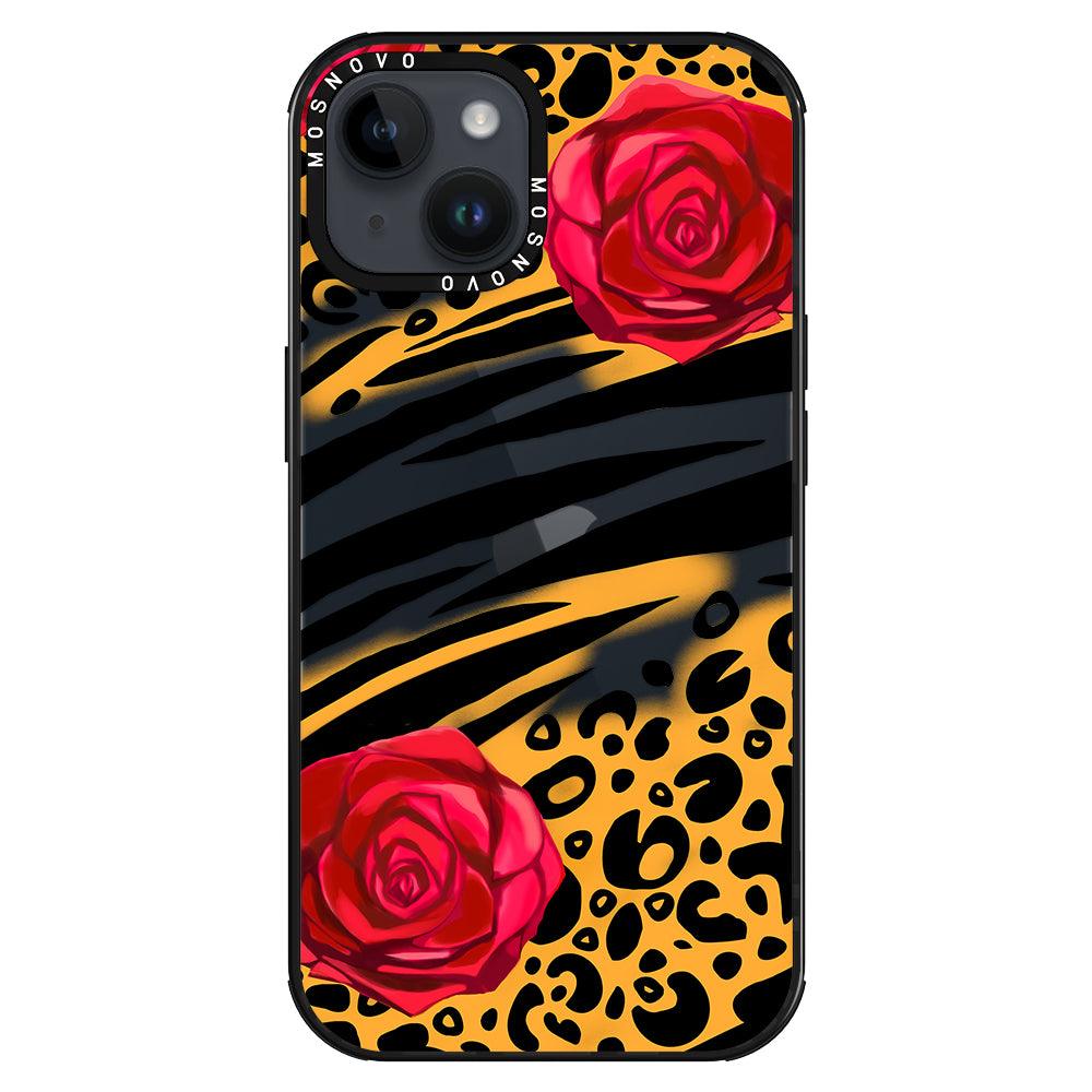 Wild Floral Leopard Phone Case - iPhone 14 Plus Case - MOSNOVO