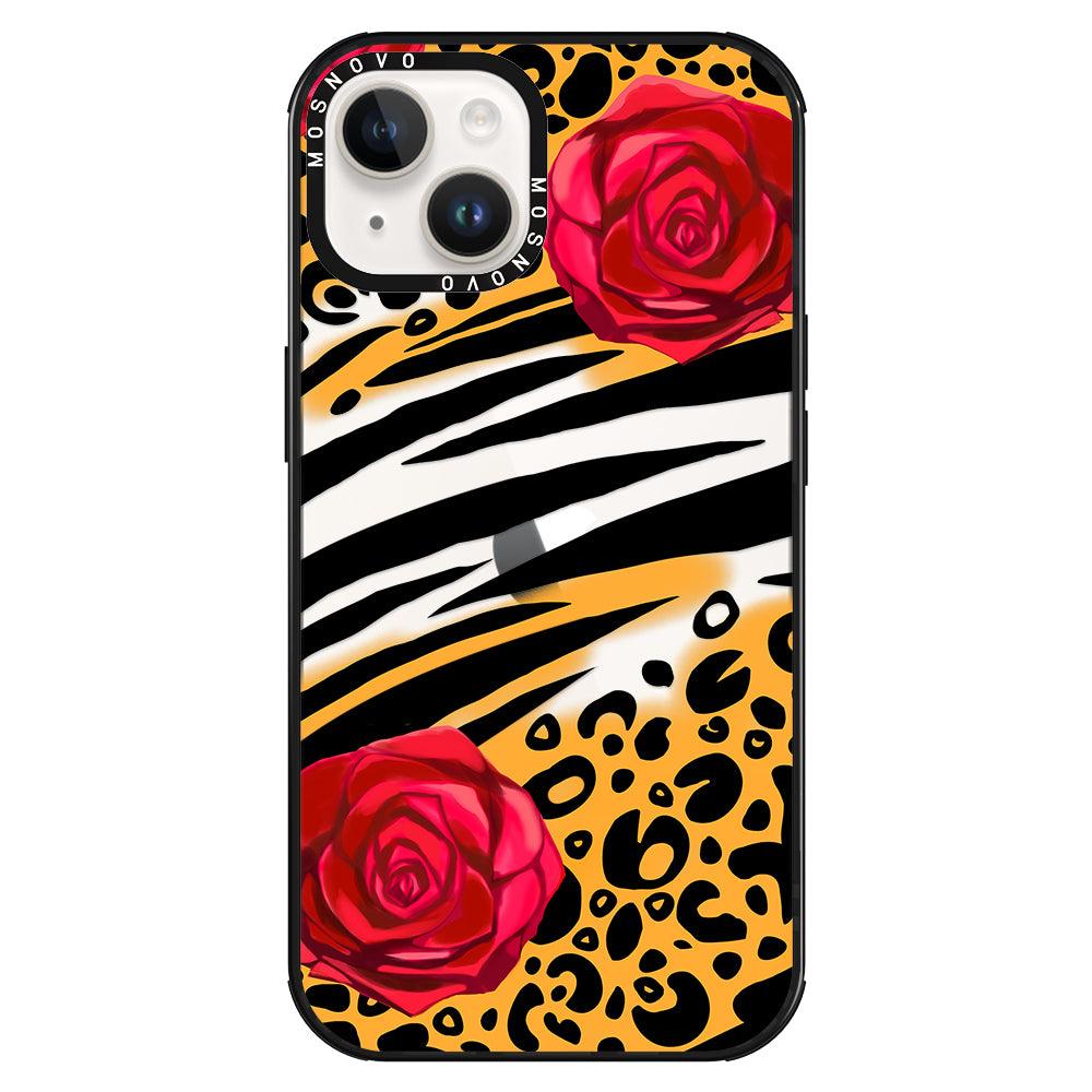 Wild Floral Leopard Phone Case - iPhone 14 Plus Case - MOSNOVO