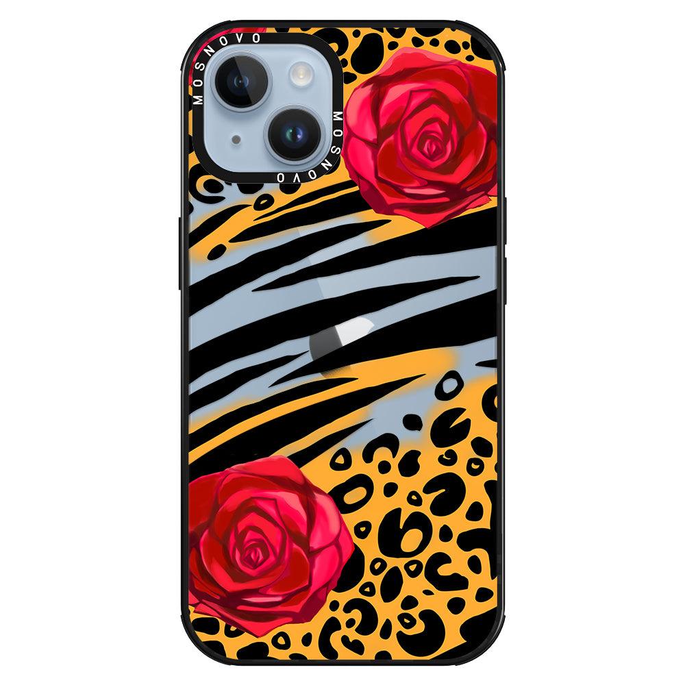 Wild Floral Leopard Phone Case - iPhone 14 Plus Case - MOSNOVO