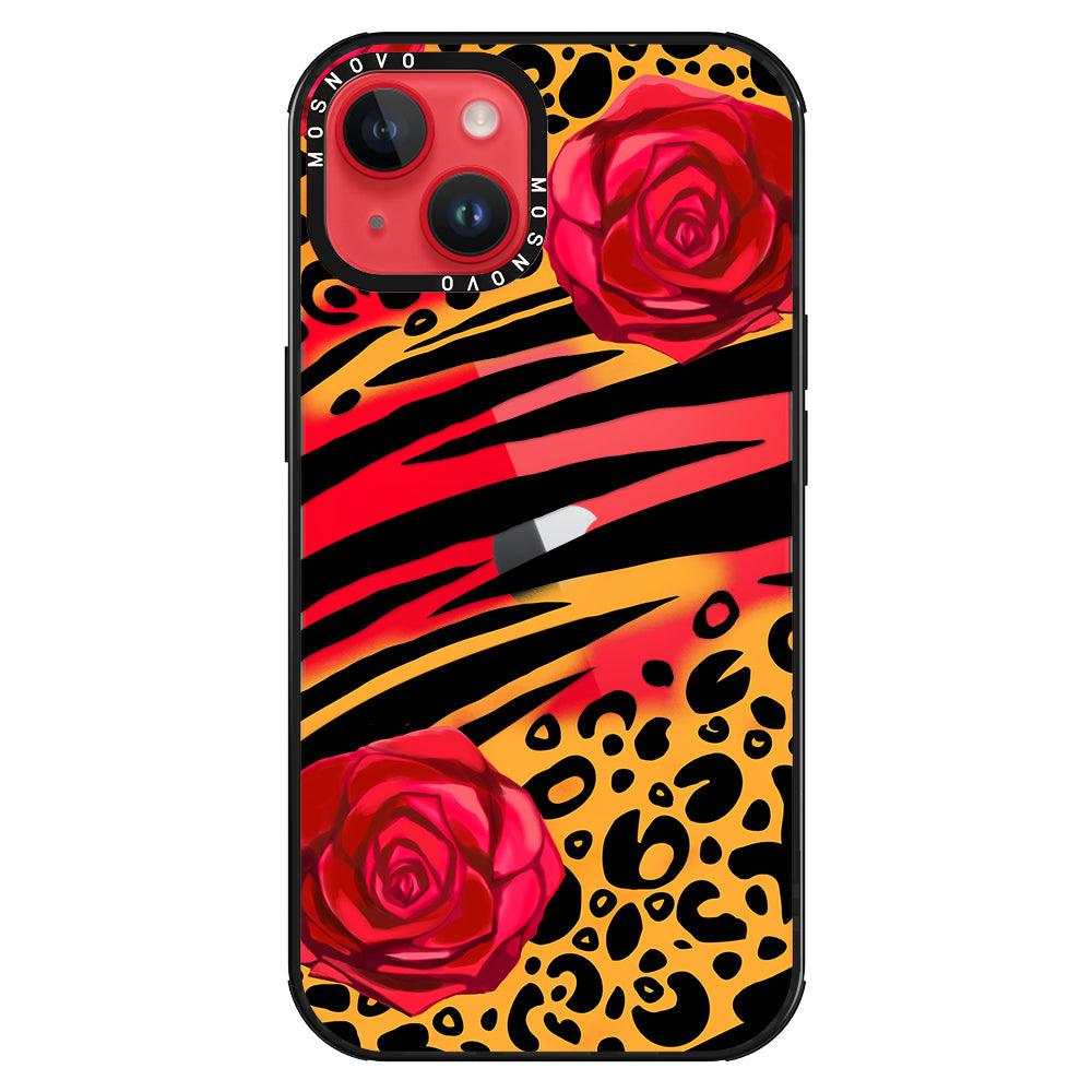 Wild Floral Leopard Phone Case - iPhone 14 Plus Case - MOSNOVO