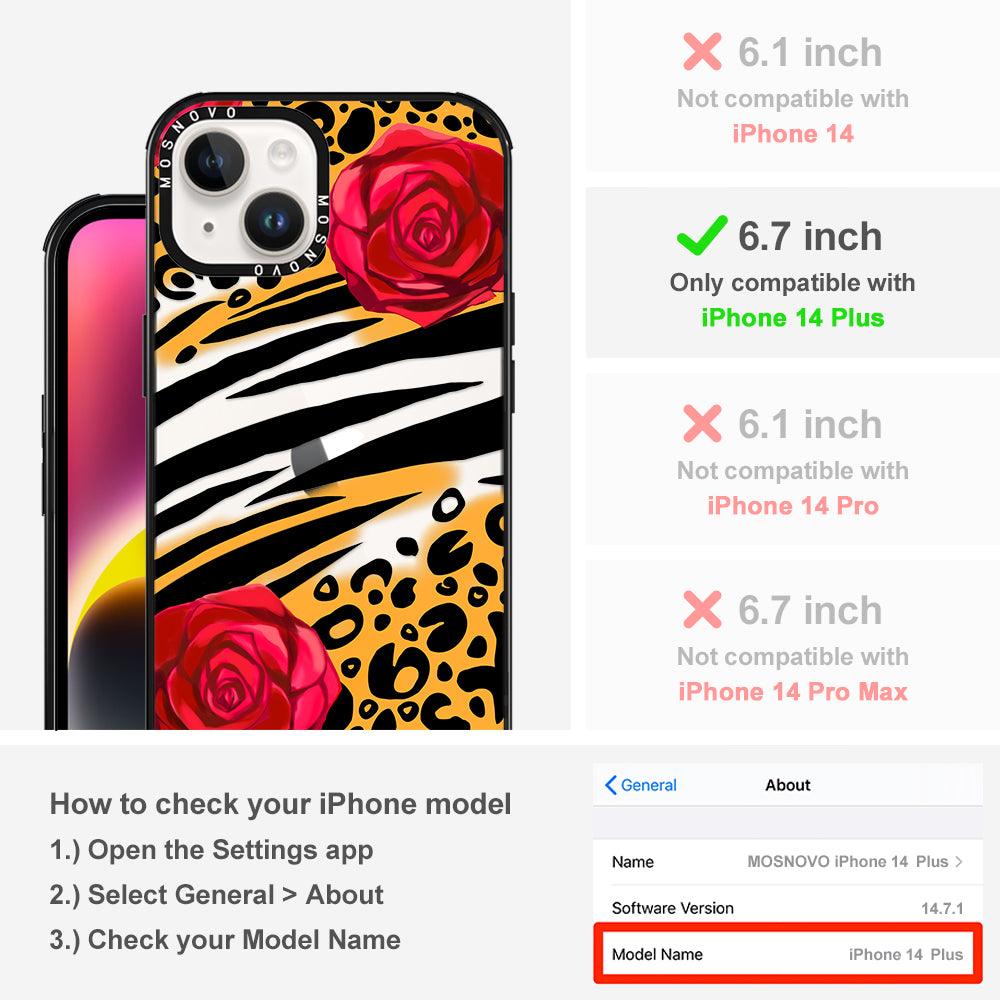 Wild Floral Leopard Phone Case - iPhone 14 Plus Case - MOSNOVO
