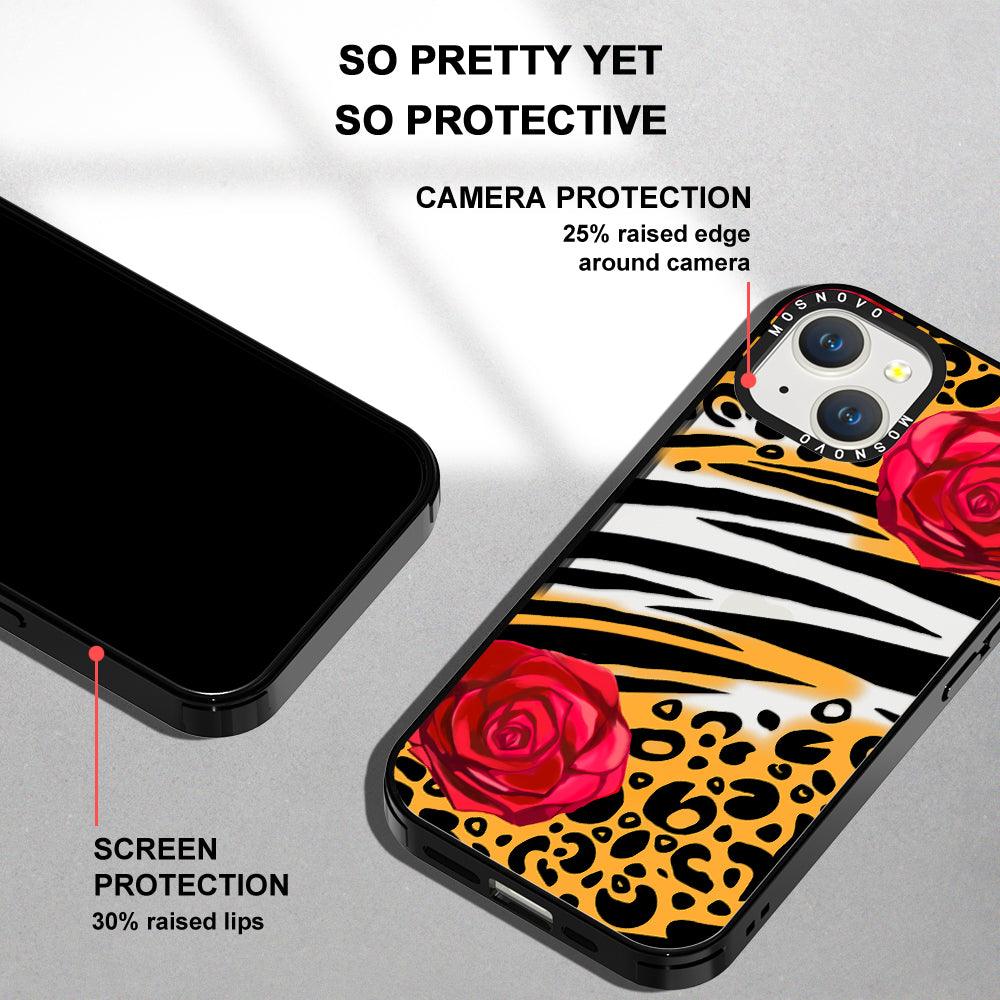 Wild Floral Leopard Phone Case - iPhone 14 Plus Case - MOSNOVO