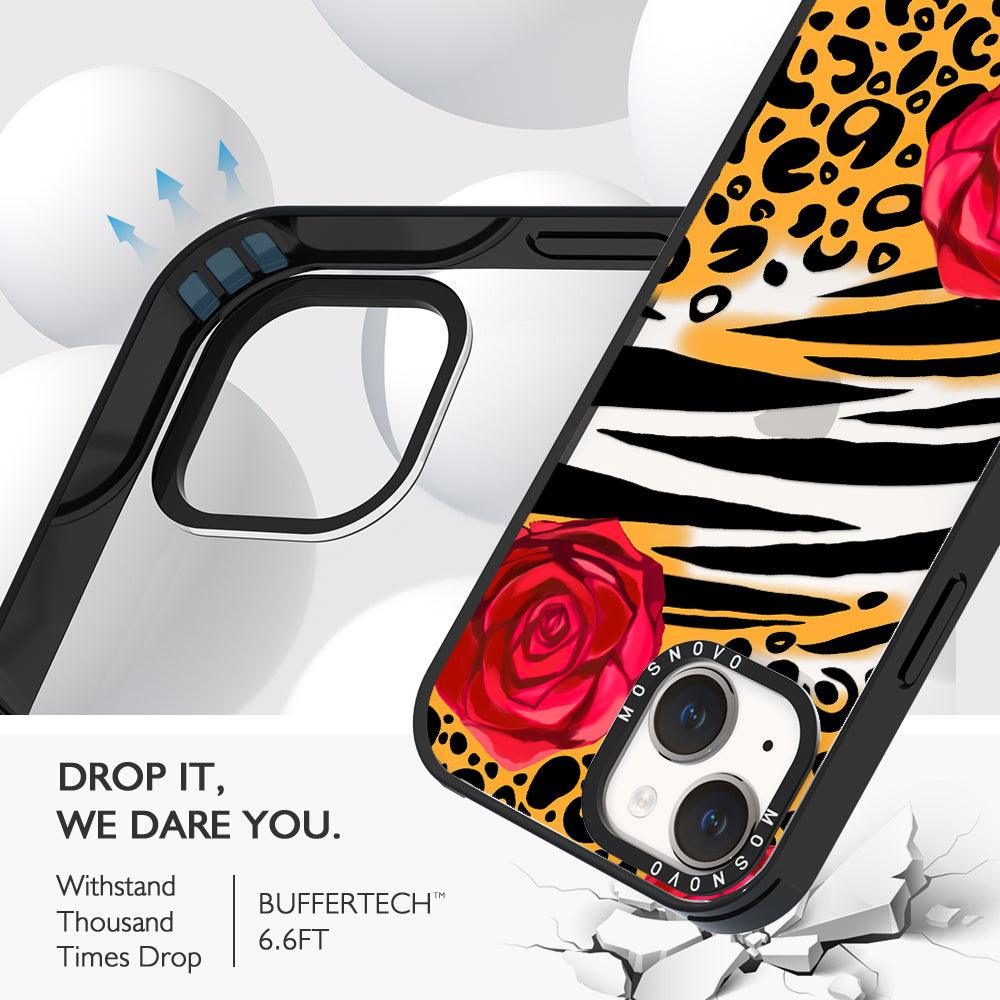 Wild Floral Leopard Phone Case - iPhone 14 Plus Case - MOSNOVO