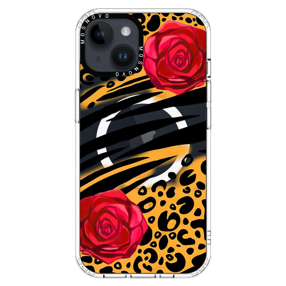 Wild Floral Leopard Phone Case - iPhone 14 Plus Case - MOSNOVO