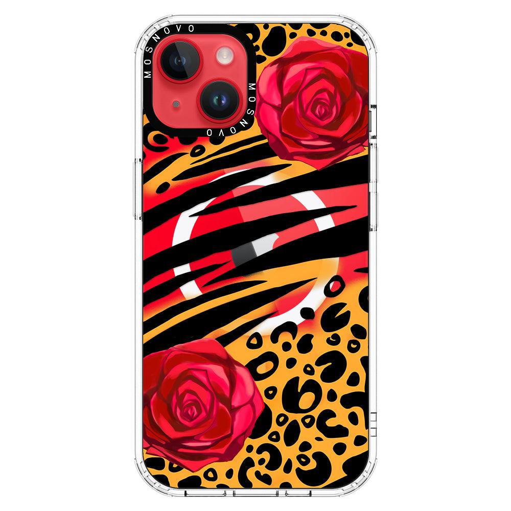 Wild Floral Leopard Phone Case - iPhone 14 Plus Case - MOSNOVO