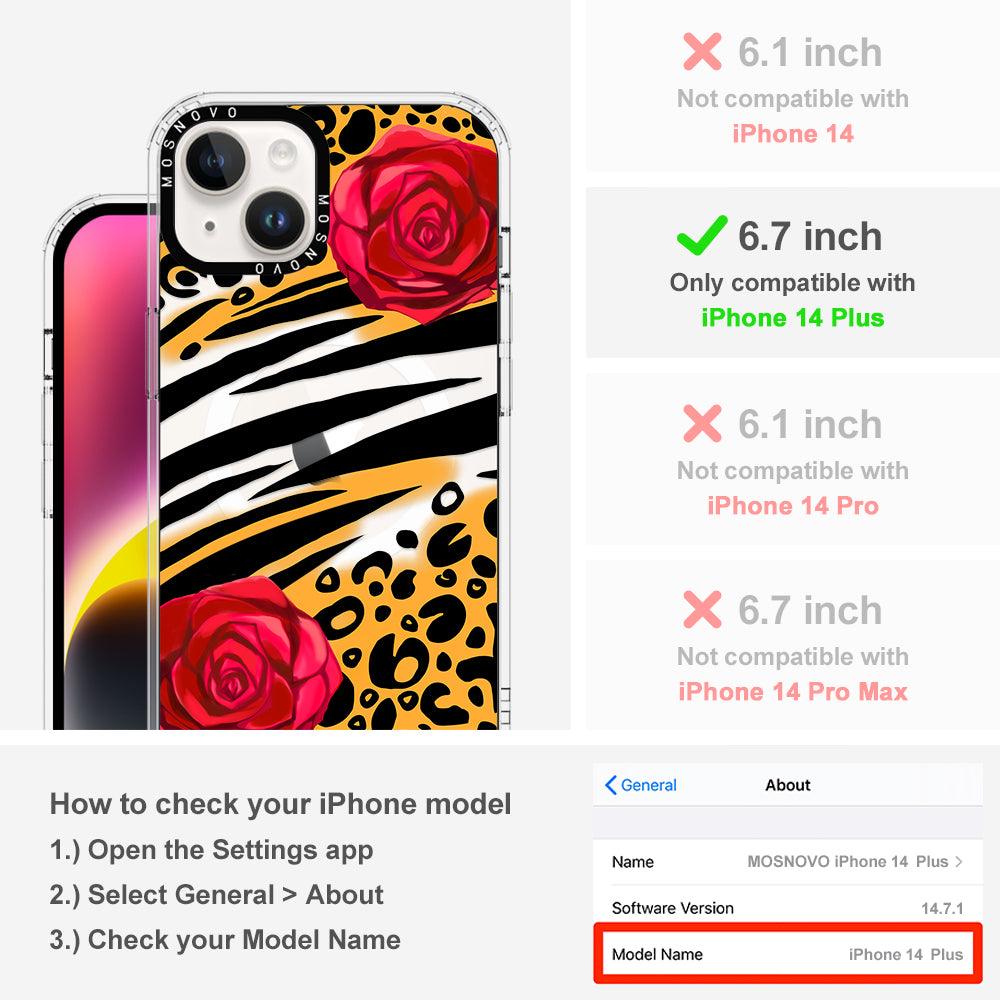 Wild Floral Leopard Phone Case - iPhone 14 Plus Case - MOSNOVO