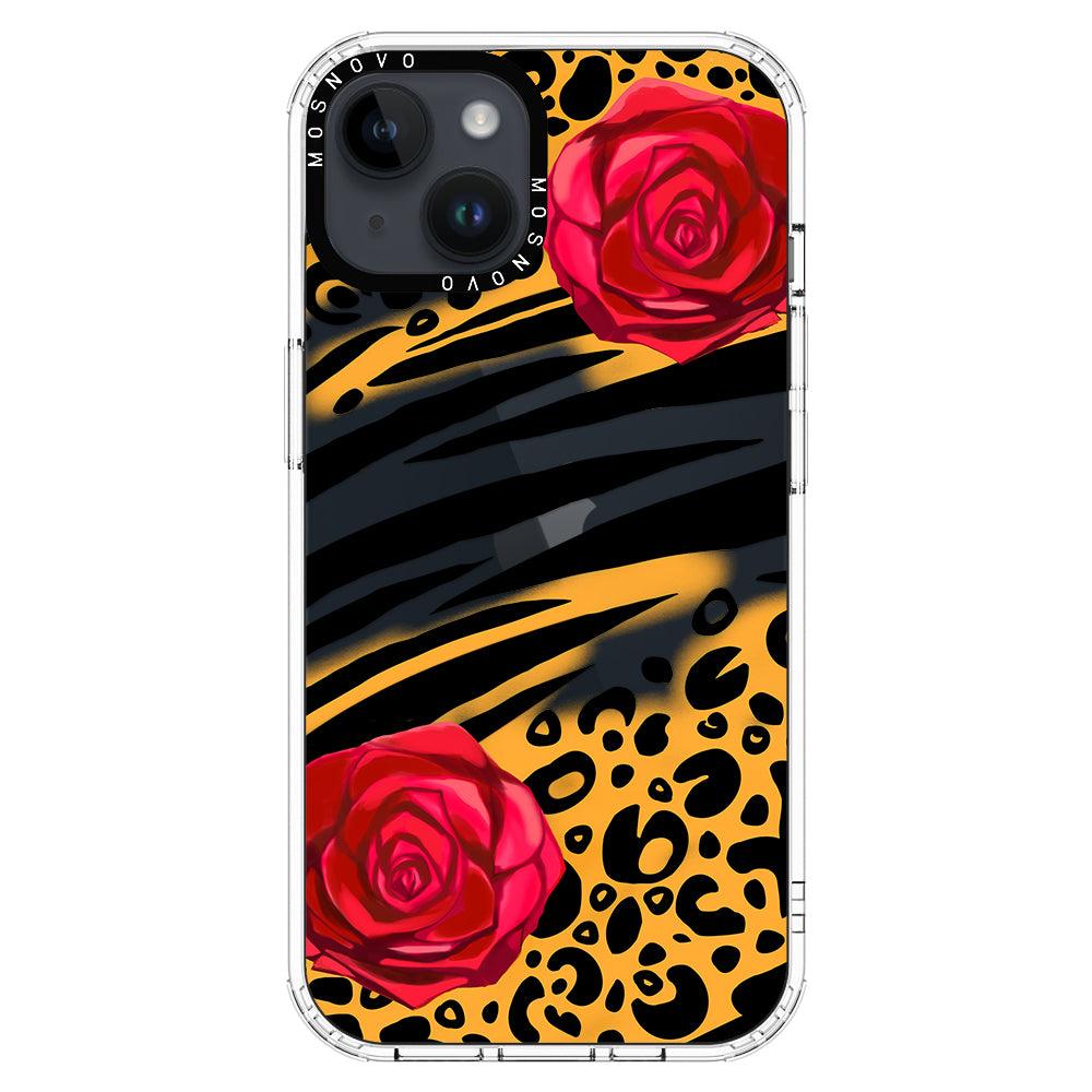 Wild Floral Leopard Phone Case - iPhone 14 Plus Case - MOSNOVO