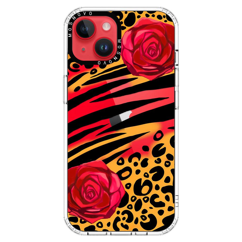 Wild Floral Leopard Phone Case - iPhone 14 Plus Case - MOSNOVO