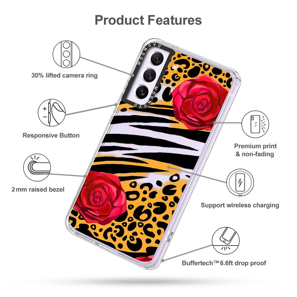 Wild Floral Leopard Phone Case - Samsung Galaxy S21 FE Case - MOSNOVO