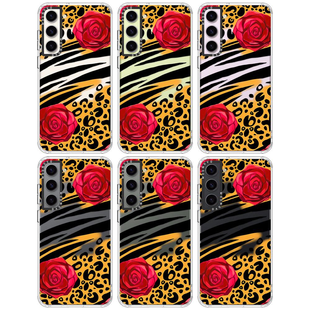 Wild Floral Leopard Phone Case - Samsung Galaxy S23 Plus Case - MOSNOVO