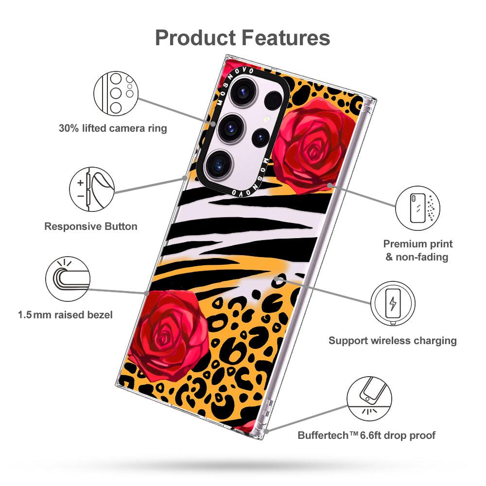 Wild Floral Leopard Phone Case - Samsung Galaxy S23 Ultra Case - MOSNOVO