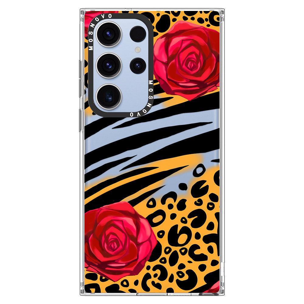 Wild Floral Leopard Phone Case - Samsung Galaxy S23 Ultra Case - MOSNOVO