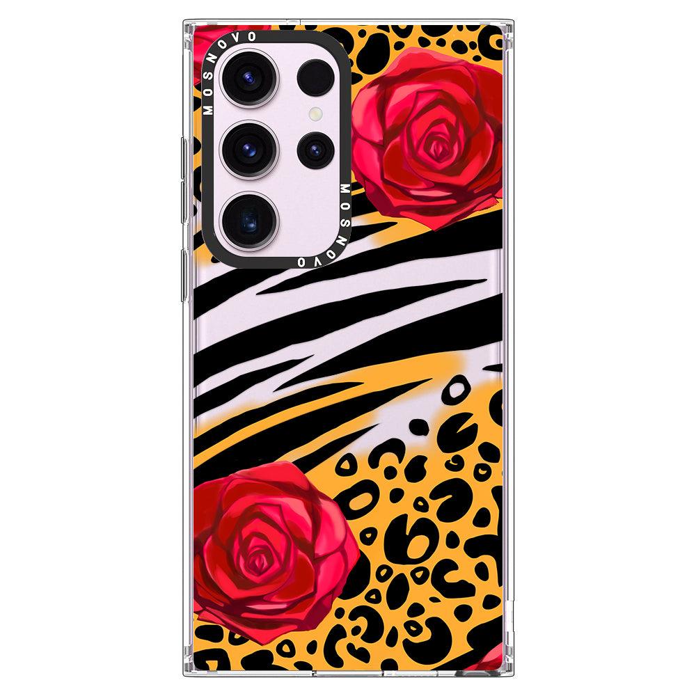 Wild Floral Leopard Phone Case - Samsung Galaxy S23 Ultra Case - MOSNOVO