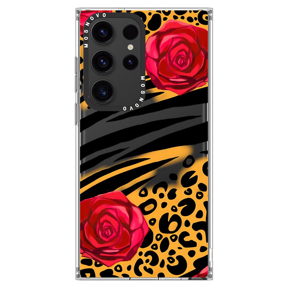 Wild Floral Leopard Phone Case - Samsung Galaxy S23 Ultra Case - MOSNOVO