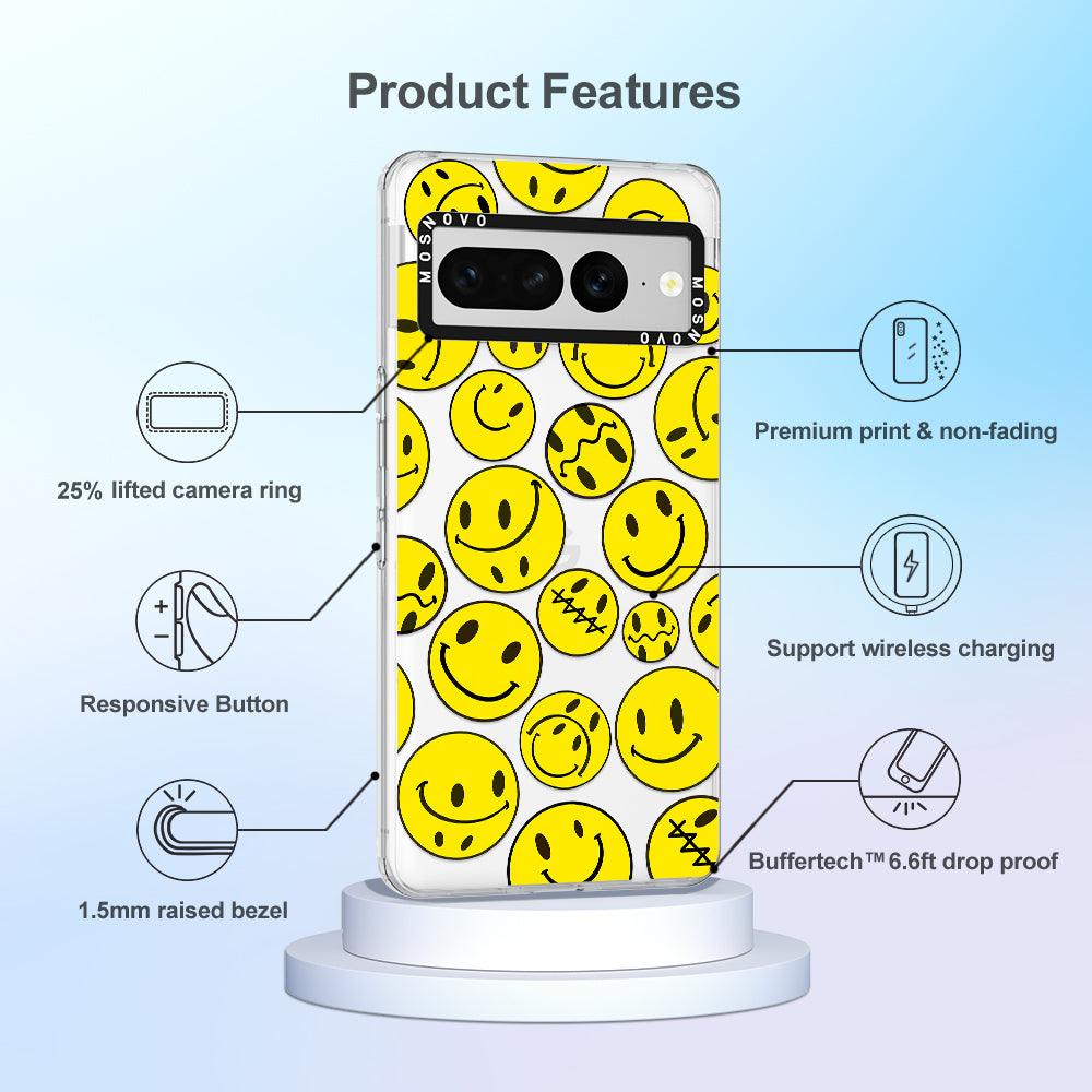 Yellow Sad Smile Face Phone Case - Google Pixel 7 Pro Case - MOSNOVO