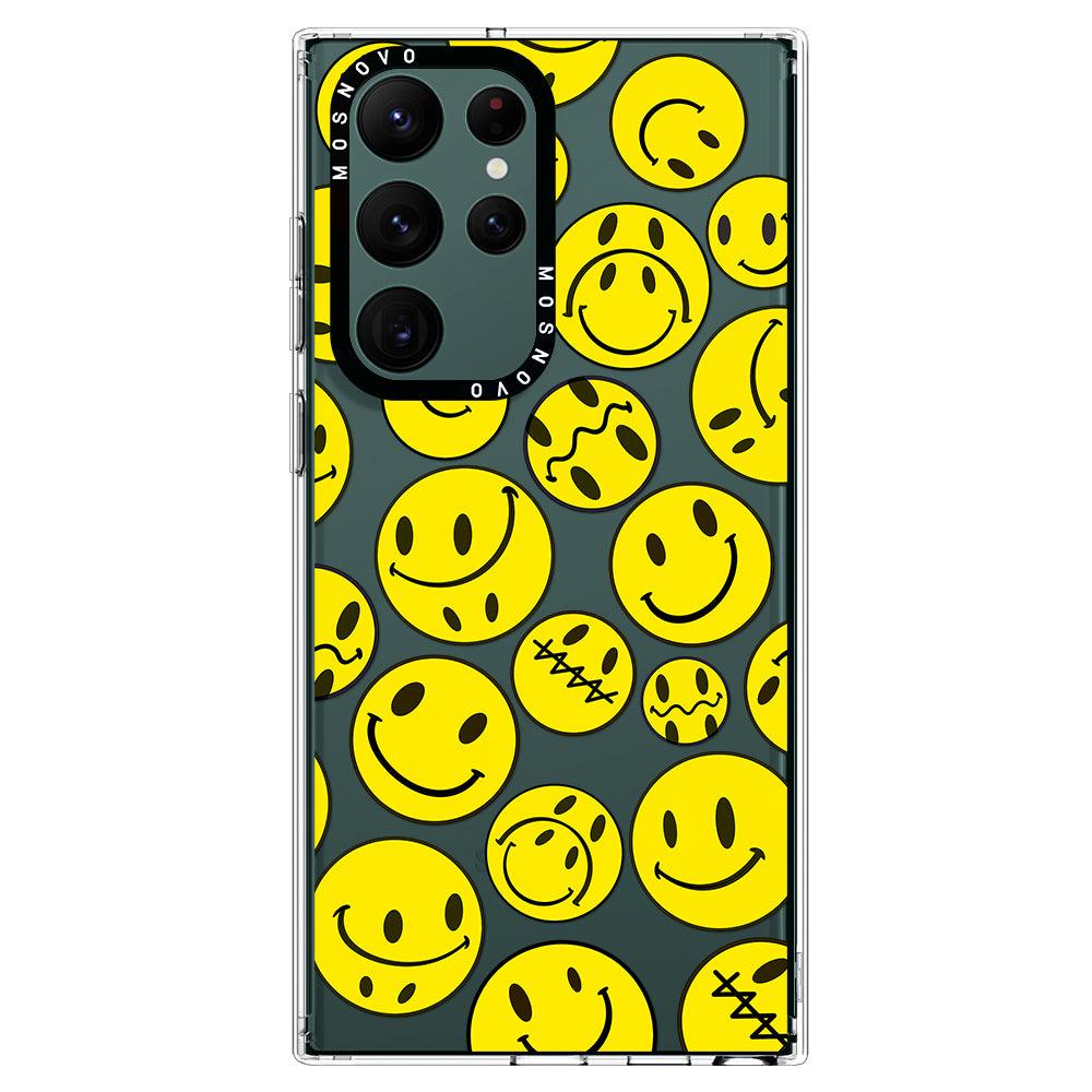 Yellow Sad Smile Face Phone Case - Samsung Galaxy S22 Ultra Case - MOSNOVO