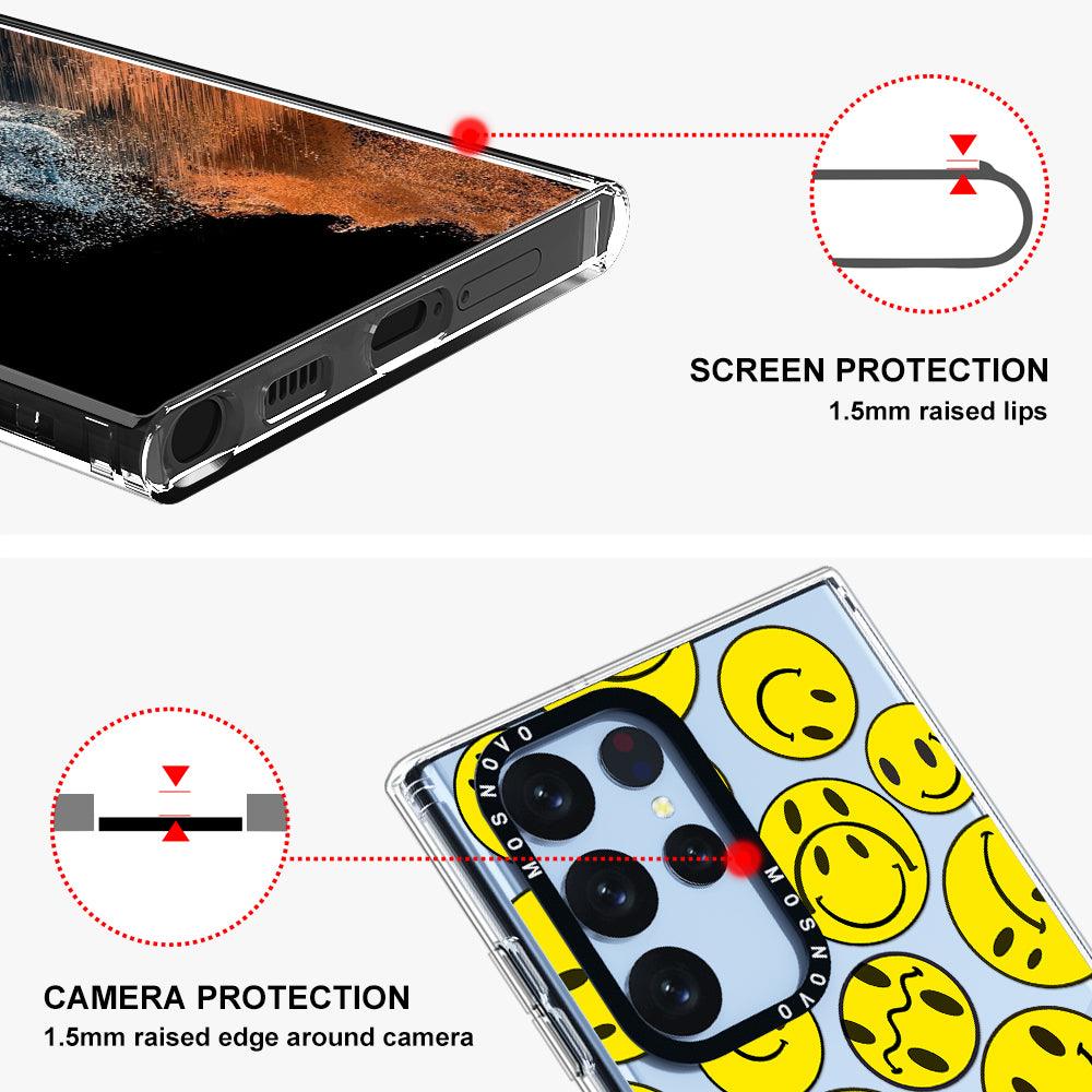 Yellow Sad Smile Face Phone Case - Samsung Galaxy S22 Ultra Case - MOSNOVO