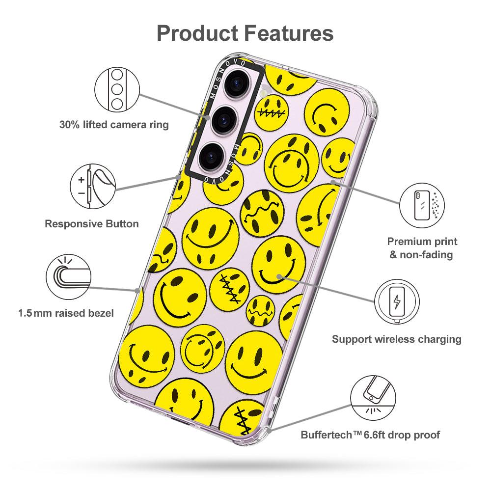 Yellow Sad Smile Face Phone Case - Samsung Galaxy S23 Case - MOSNOVO