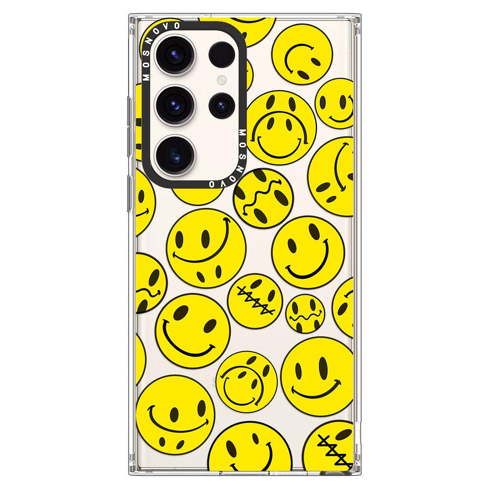 Yellow Sad Smile Face Phone Case - Samsung Galaxy S23 Ultra Case - MOSNOVO