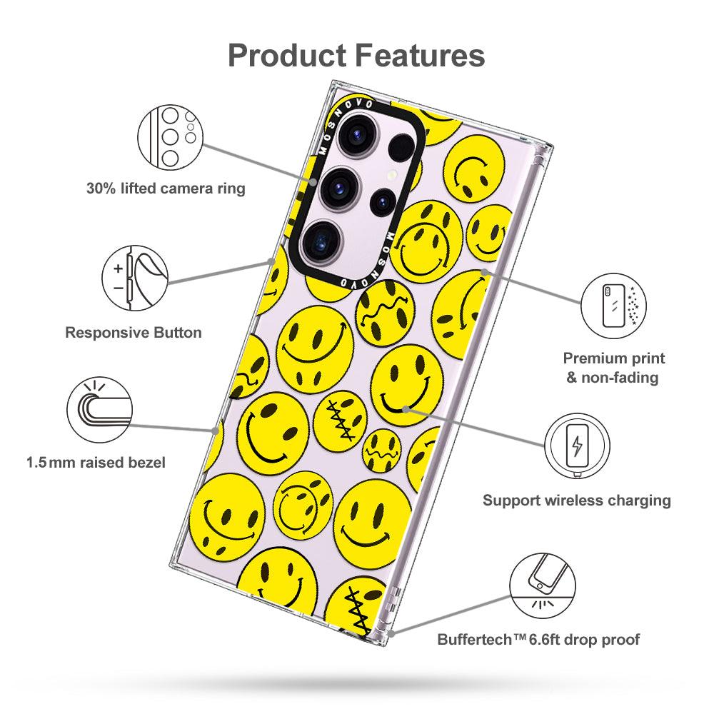 Yellow Sad Smile Face Phone Case - Samsung Galaxy S23 Ultra Case - MOSNOVO