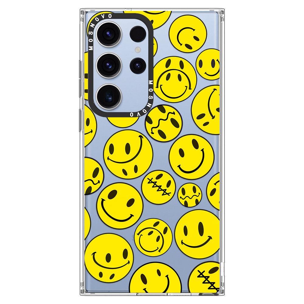 Yellow Sad Smile Face Phone Case - Samsung Galaxy S23 Ultra Case - MOSNOVO