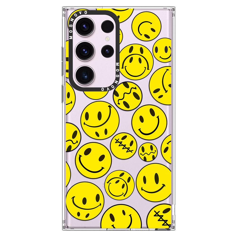 Yellow Sad Smile Face Phone Case - Samsung Galaxy S23 Ultra Case - MOSNOVO