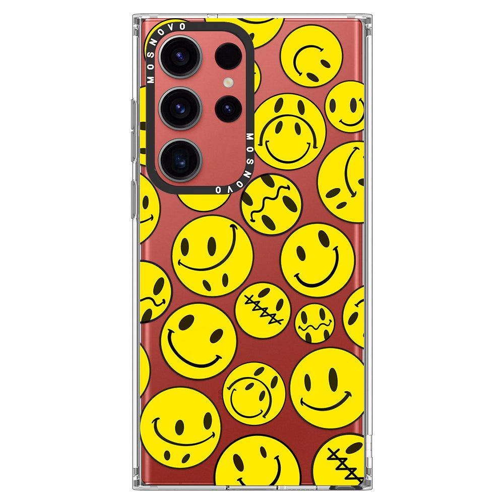 Yellow Sad Smile Face Phone Case - Samsung Galaxy S23 Ultra Case - MOSNOVO