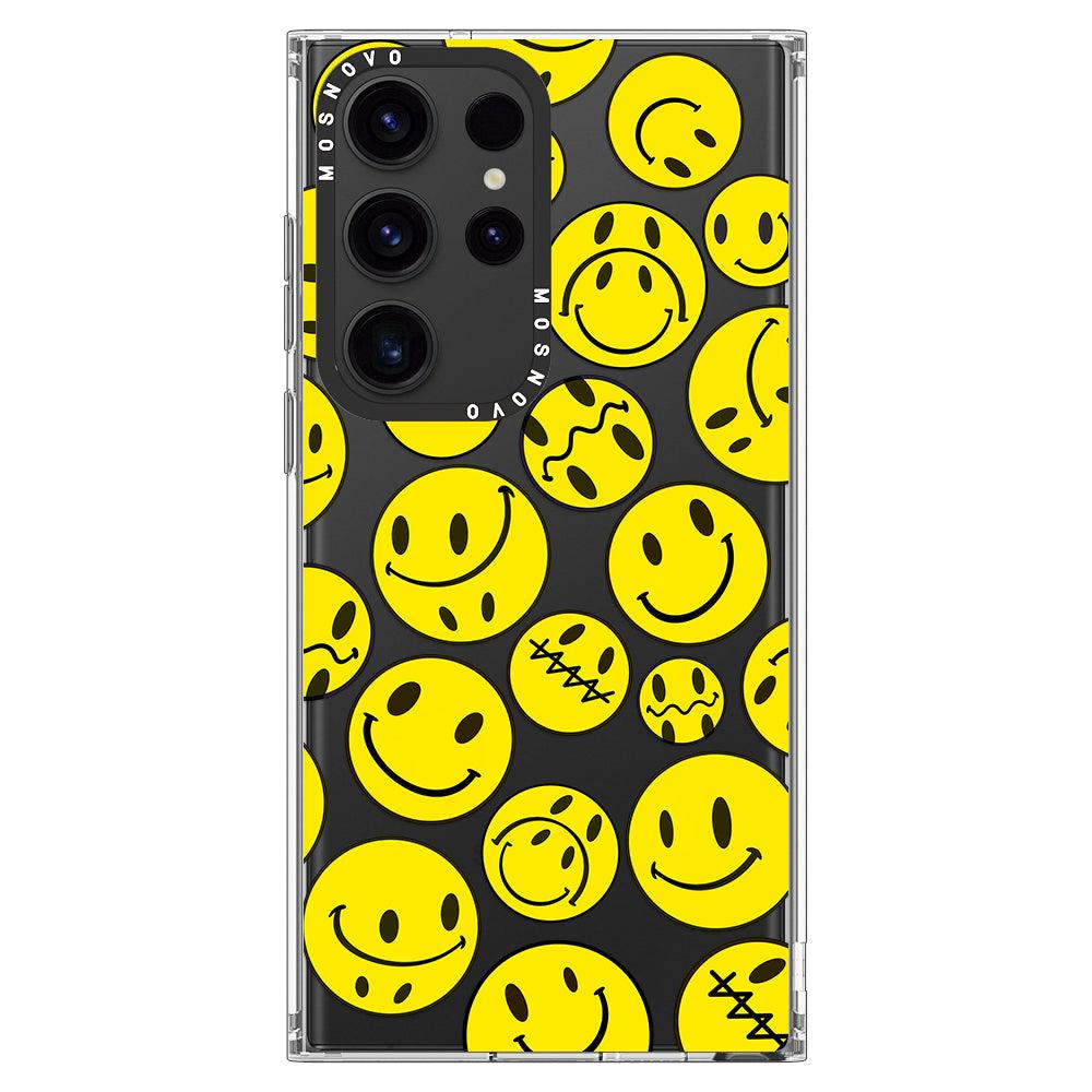 Yellow Sad Smile Face Phone Case - Samsung Galaxy S23 Ultra Case - MOSNOVO