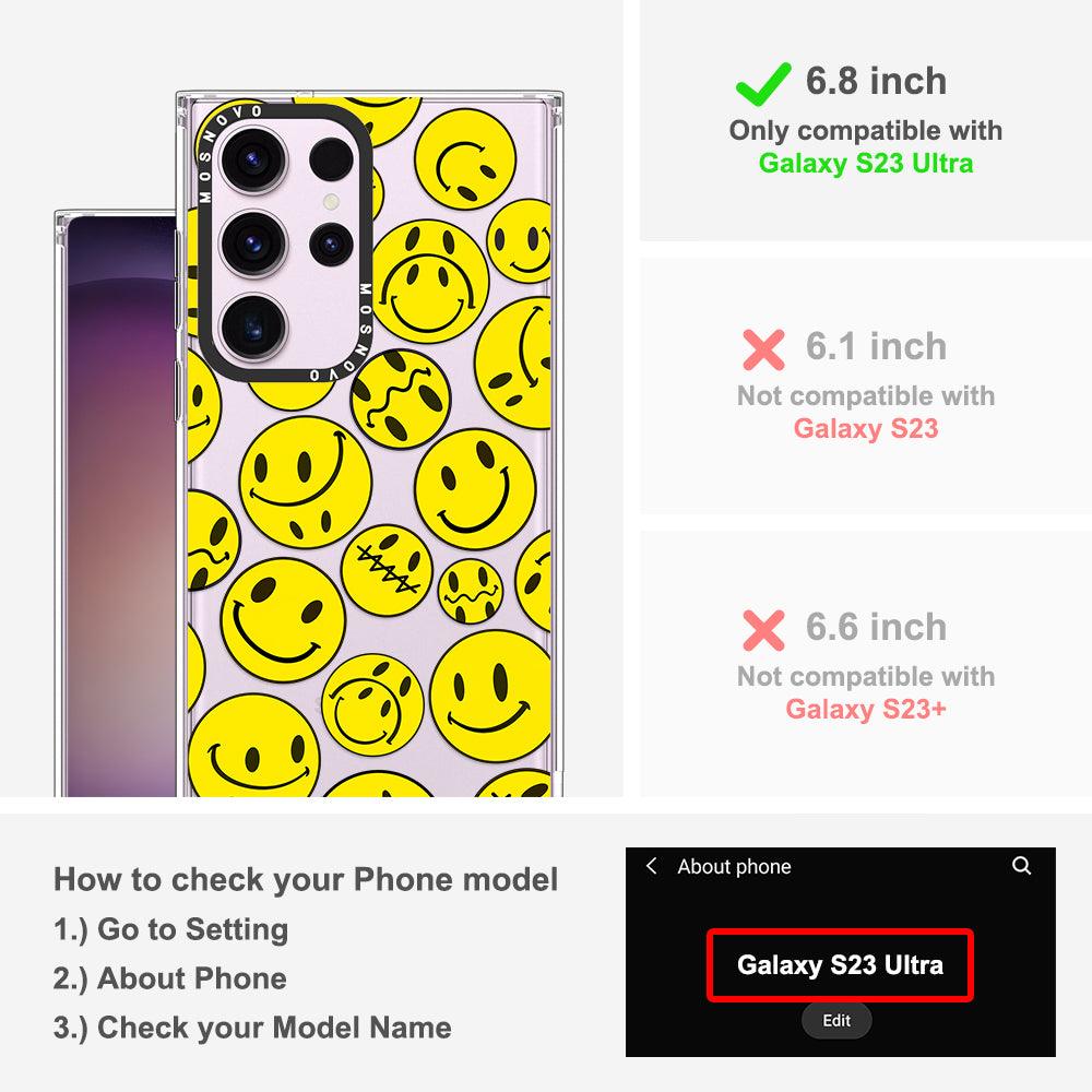 Yellow Sad Smile Face Phone Case - Samsung Galaxy S23 Ultra Case - MOSNOVO